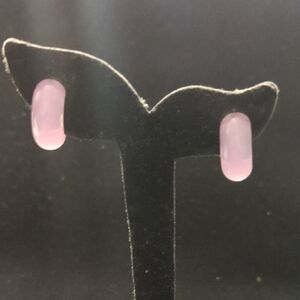 Pastel Pink Resin Half Hoop Stud Statement Earrings